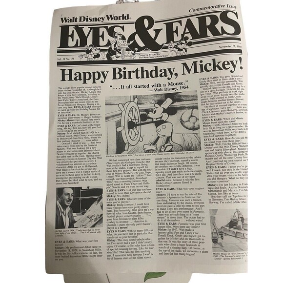 Disney Eyes & Ears 1987 Vol 17# 52/16 1988 Vol 18 #13/46 Mickey Mouse 60th Bday - Picture 8 of 16